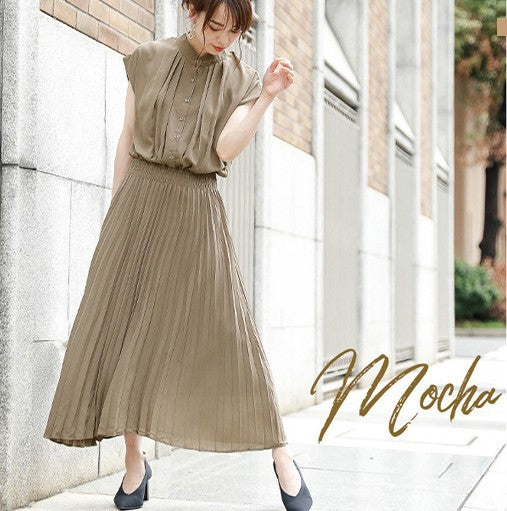 New Elegant Japanese Style Dress Comfortable Waist Trimming Short-sleeved Chiffon Dress Women