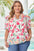 Kiara Plus Size Floral Striped Trim V Neck Blouse
