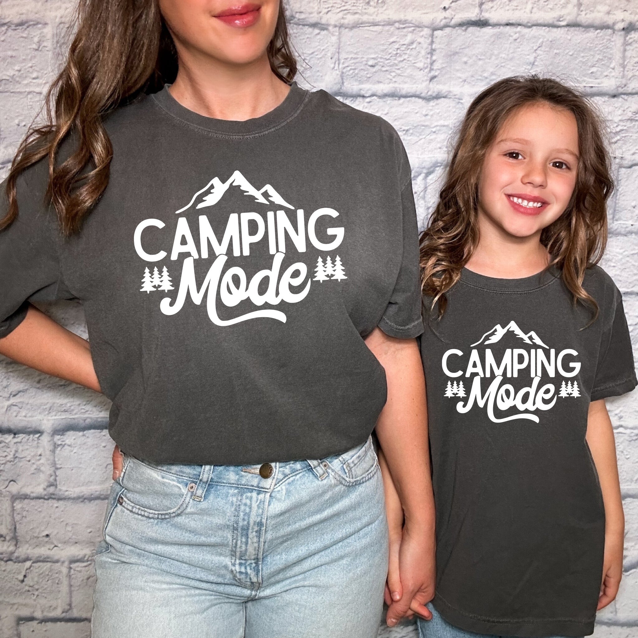 Camping Mode Nature Camping Hiking Garment Dyed Kids Youth Shirt