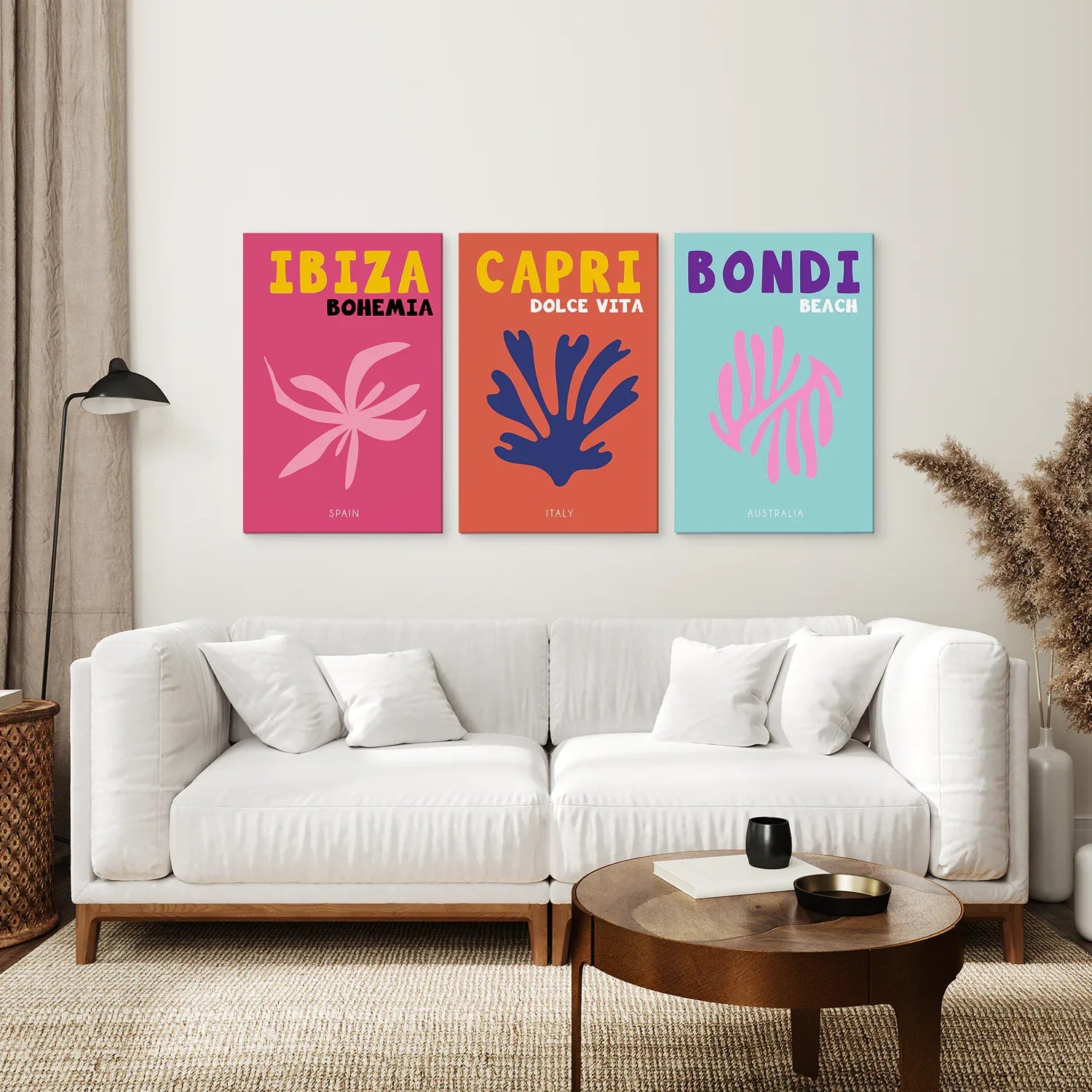 3 Piece Trendy Travel Theme Wall Art Set. Italy, Australia, Spain