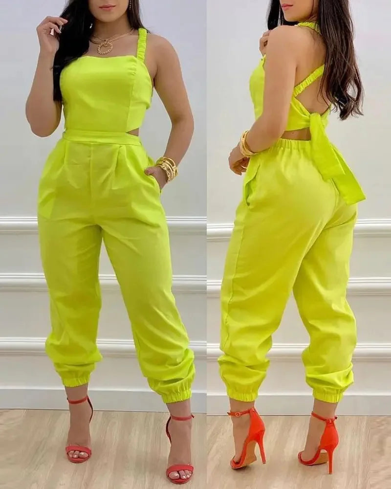 Elegant Summer Fashion Jumpsuit for Women - Shoulder Straps