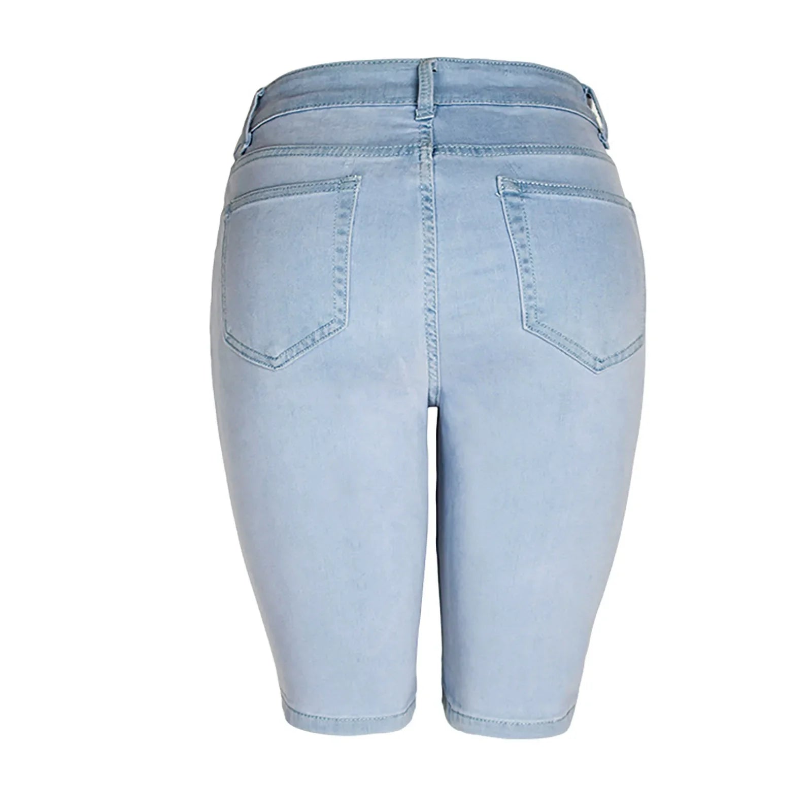 Casual Retro Black High Waist Denim Shorts for Women - Knee-long Summer Shorts