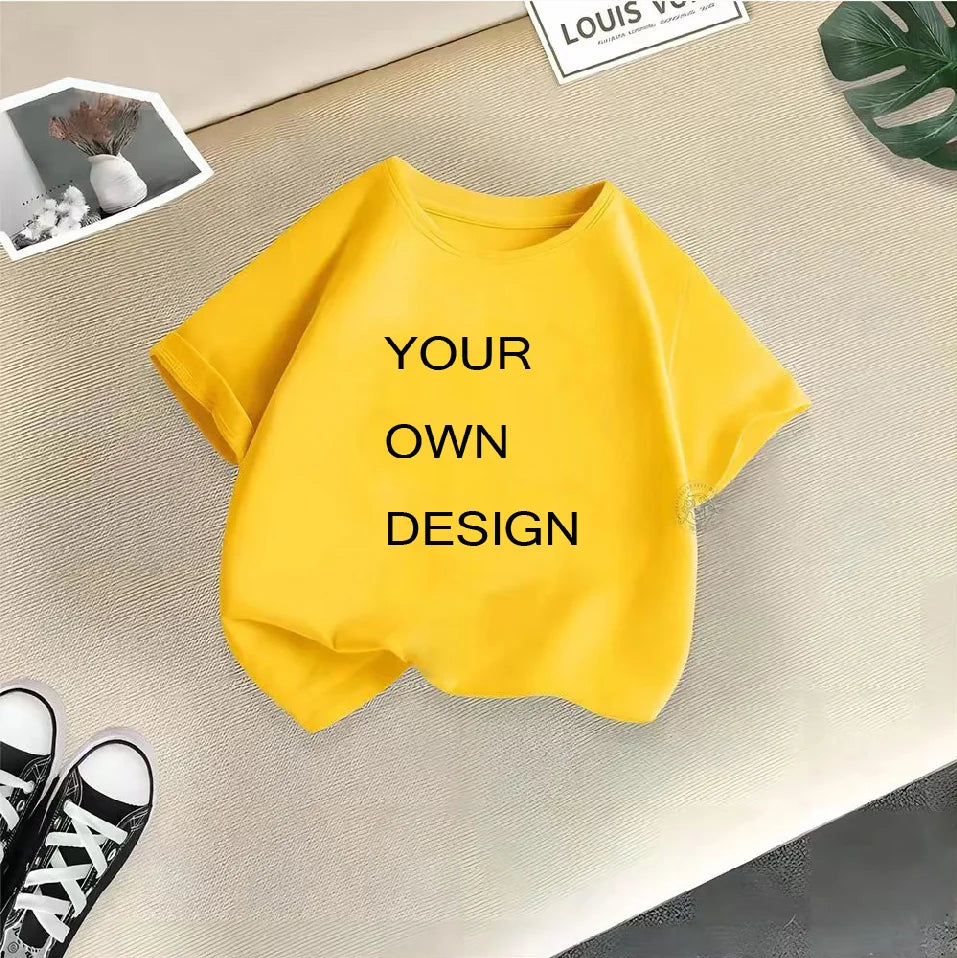 Customized Your Name Print  T shirt Boys Girls Your Own Design DIY Photo Kids Clothes 2024 EU Size Summer Cotton Tops Tee
