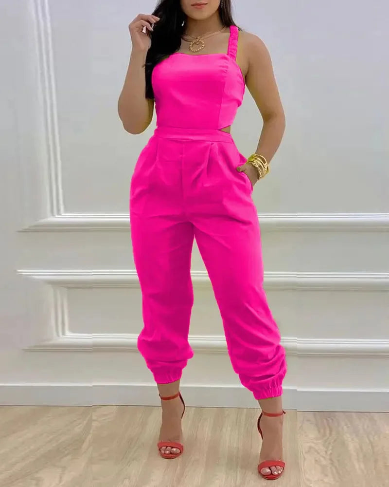 Elegant Summer Fashion Jumpsuit for Women - Shoulder Straps