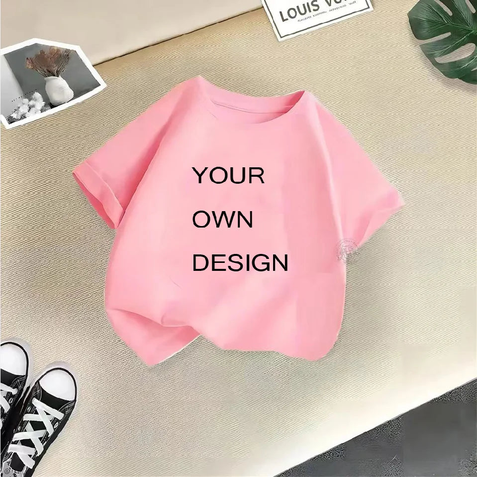 Customized Your Name Print  T shirt Boys Girls Your Own Design DIY Photo Kids Clothes 2024 EU Size Summer Cotton Tops Tee