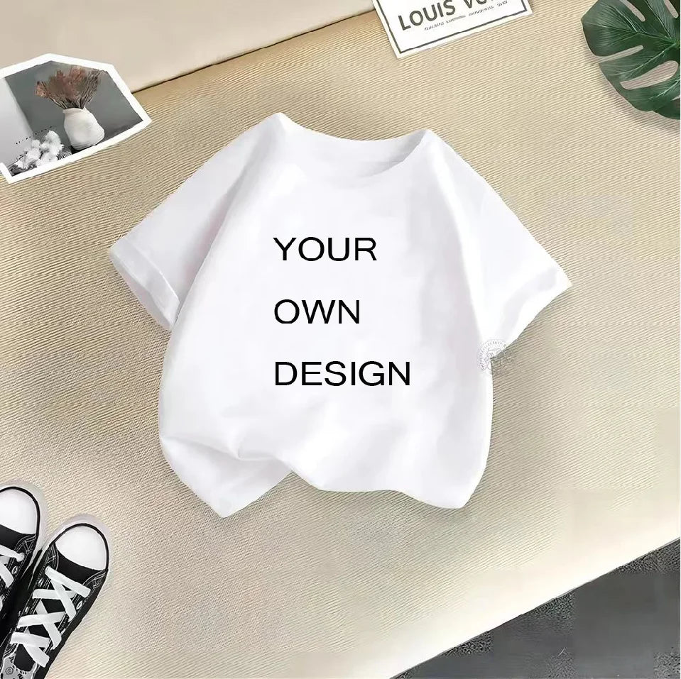Customized Your Name Print  T shirt Boys Girls Your Own Design DIY Photo Kids Clothes 2024 EU Size Summer Cotton Tops Tee