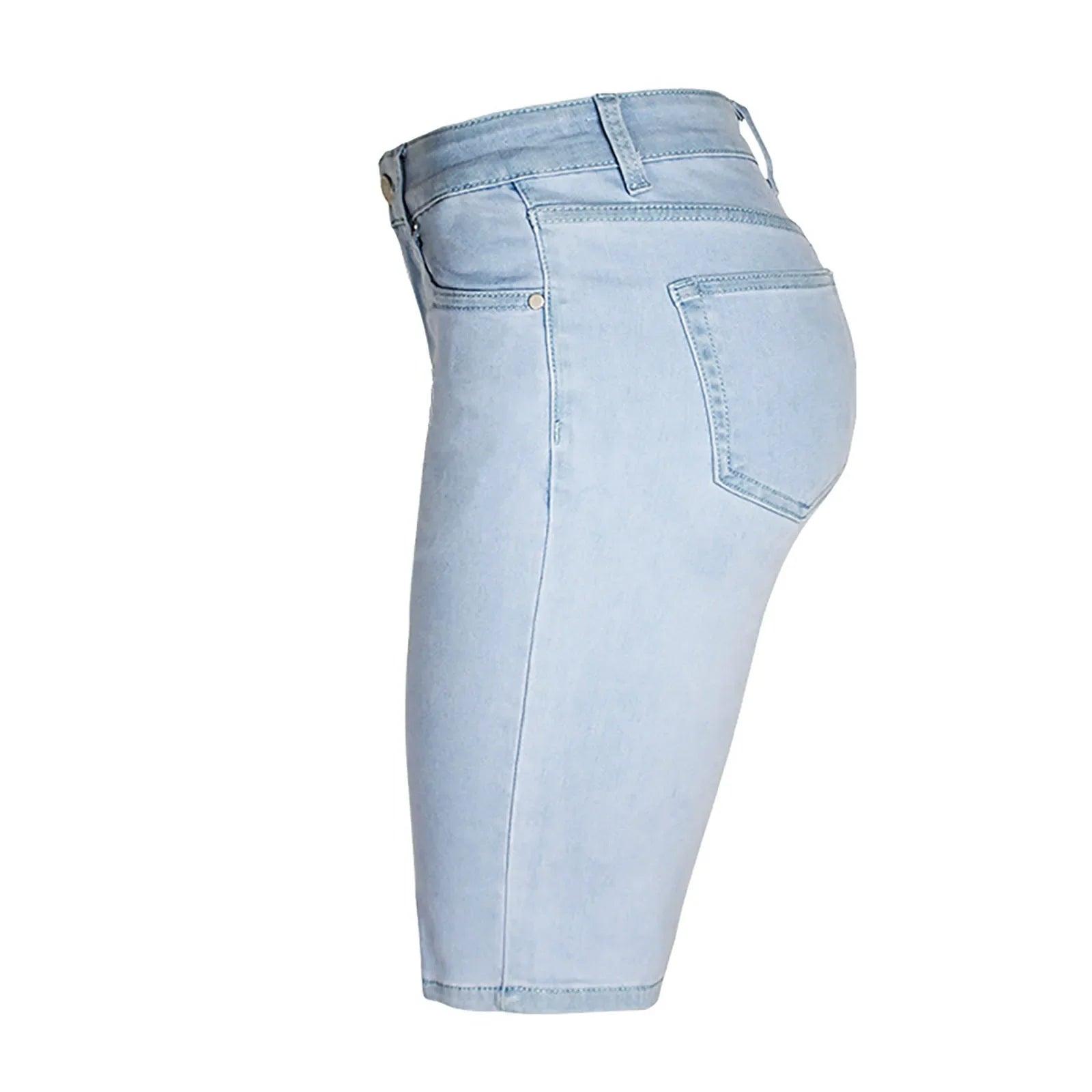 Casual Retro Black High Waist Denim Shorts for Women - Knee-long Summer Shorts