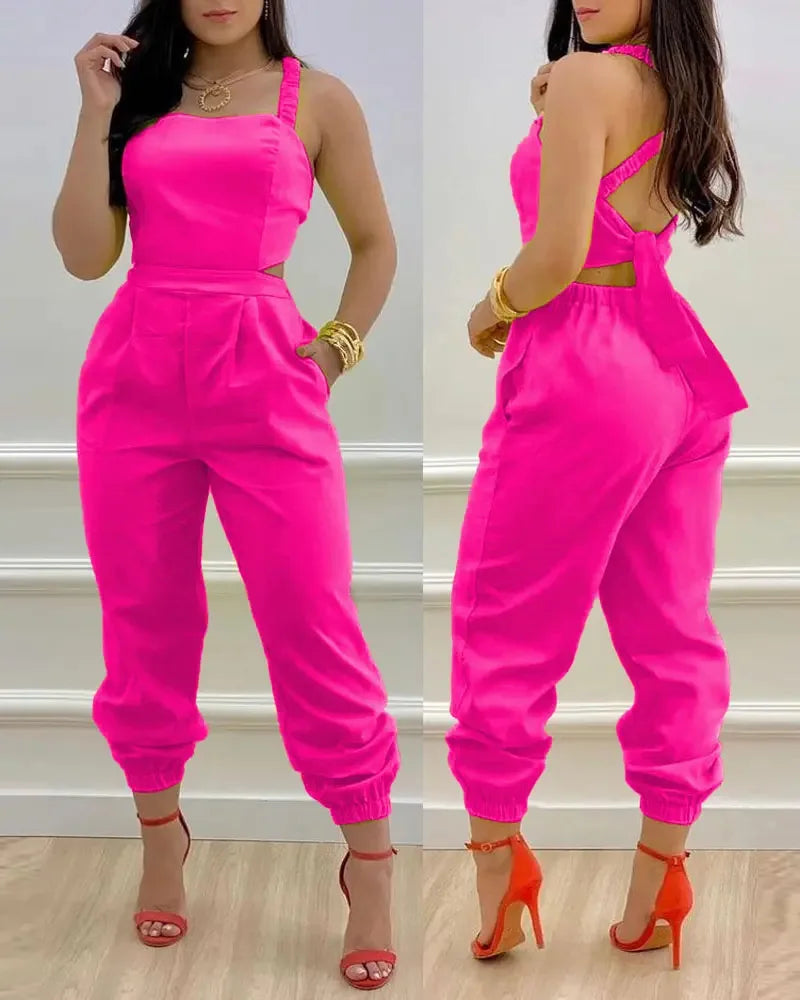 Elegant Summer Fashion Jumpsuit for Women - Shoulder Straps