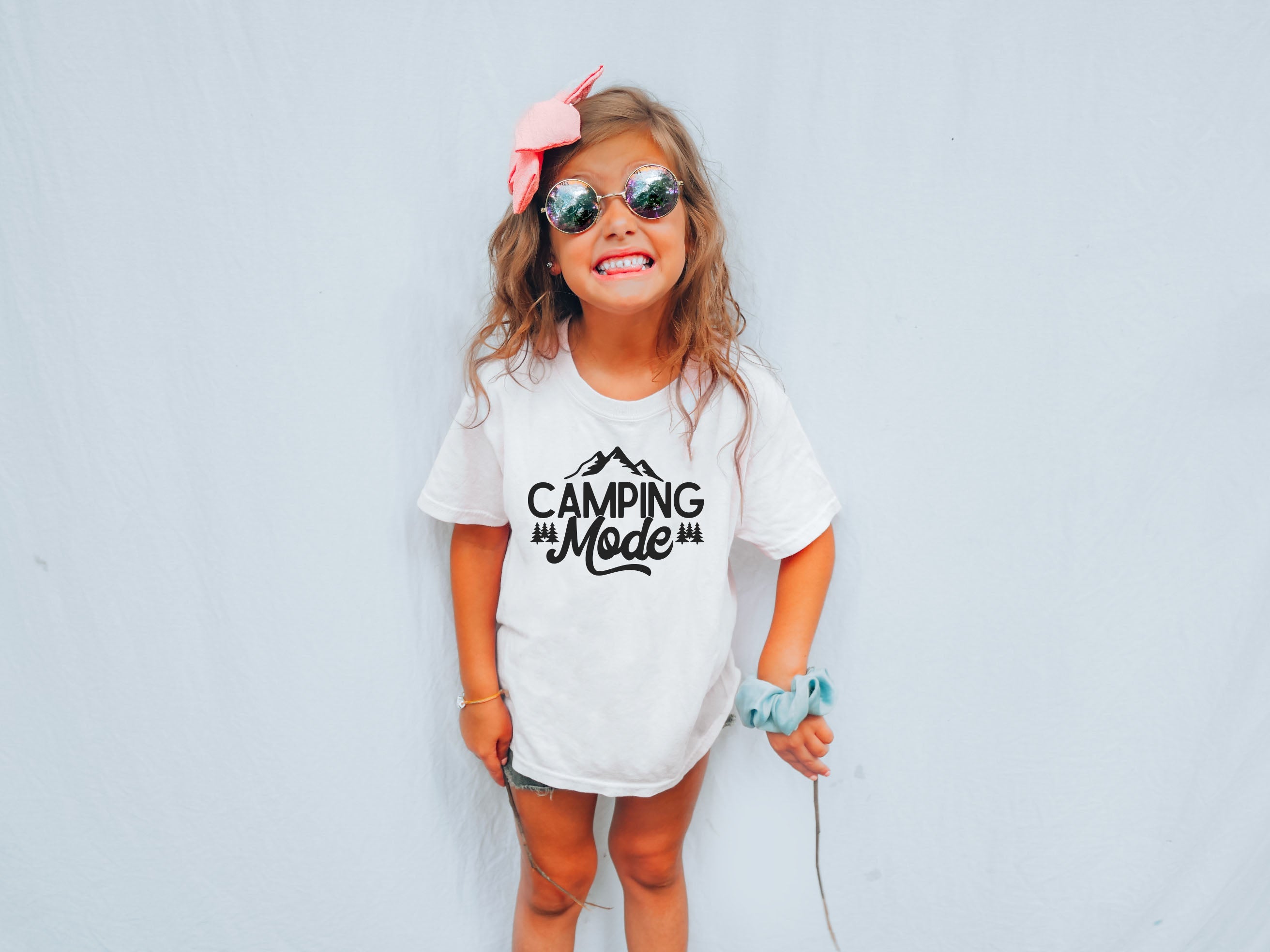 Camping Mode Nature Camping Hiking Garment Dyed Kids Youth Shirt