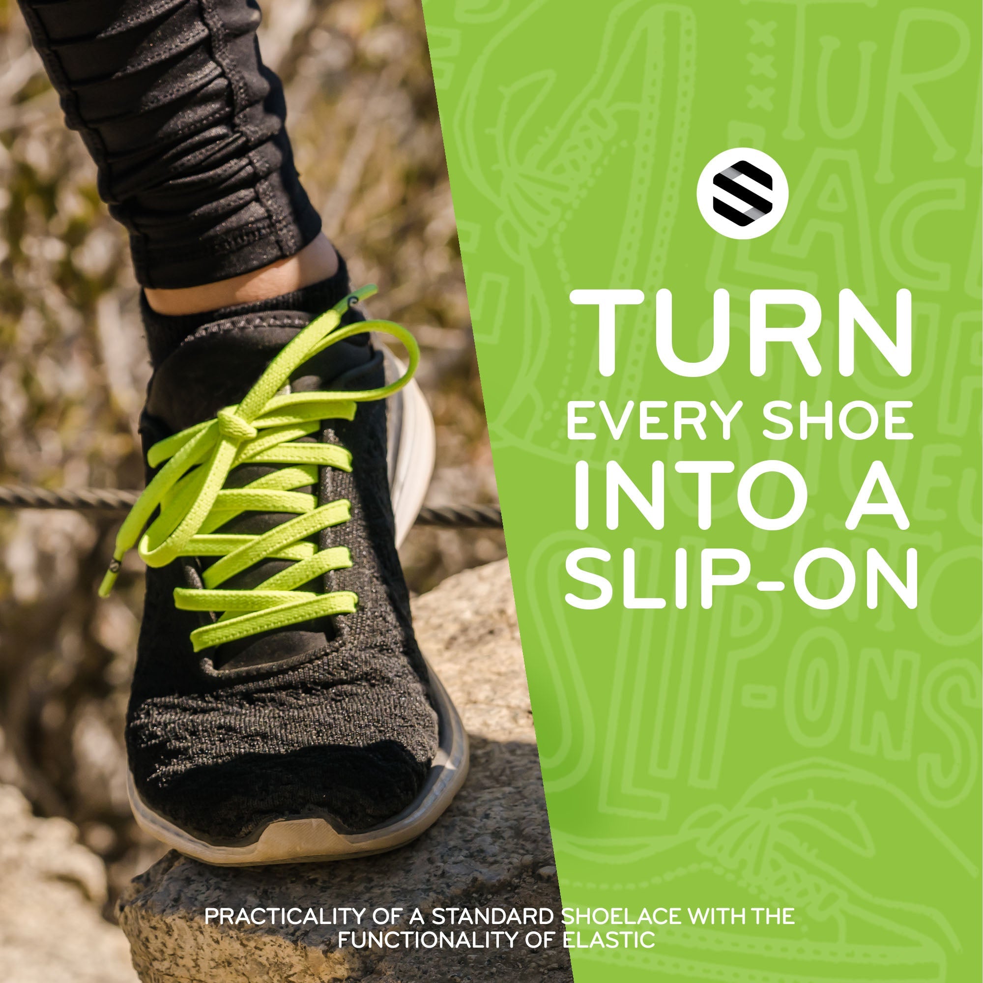 Neon Green Flat Elastic Stretch Shoe Laces