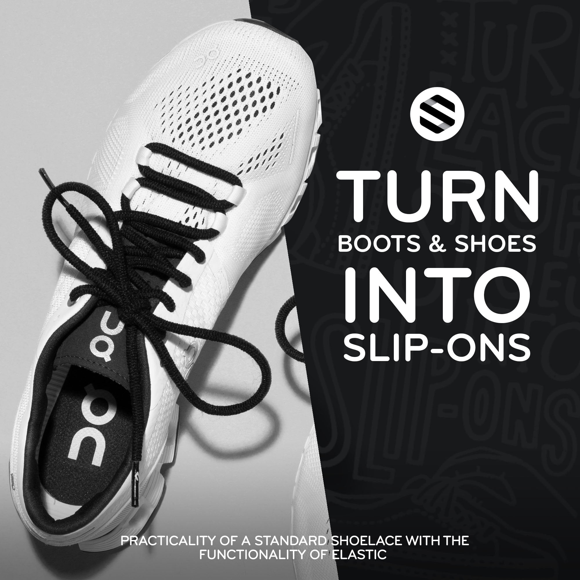 Black Round Elastic Stretch Shoe Laces