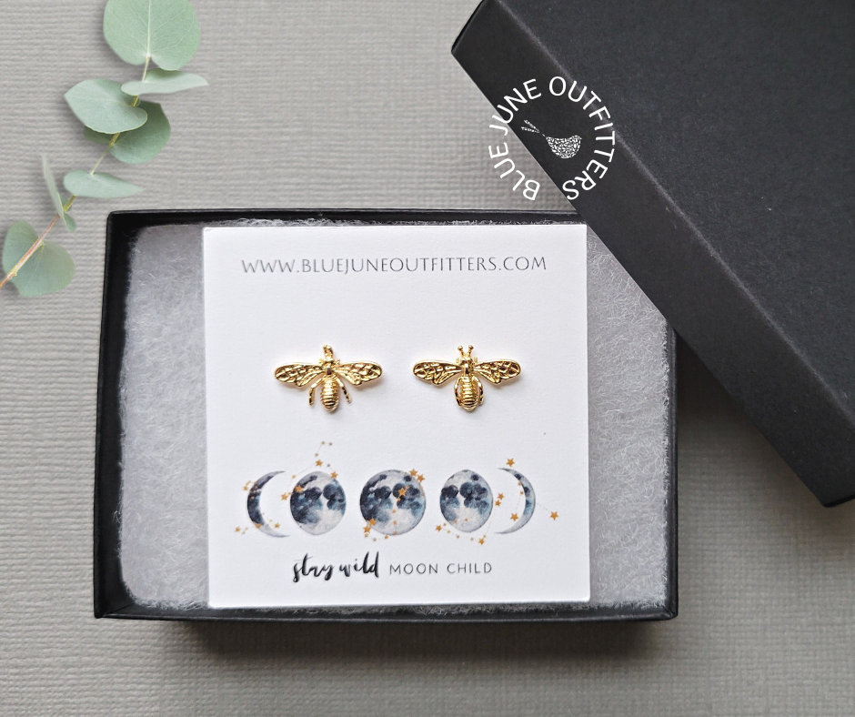 18k Gold Plated Bee Stud Earrings