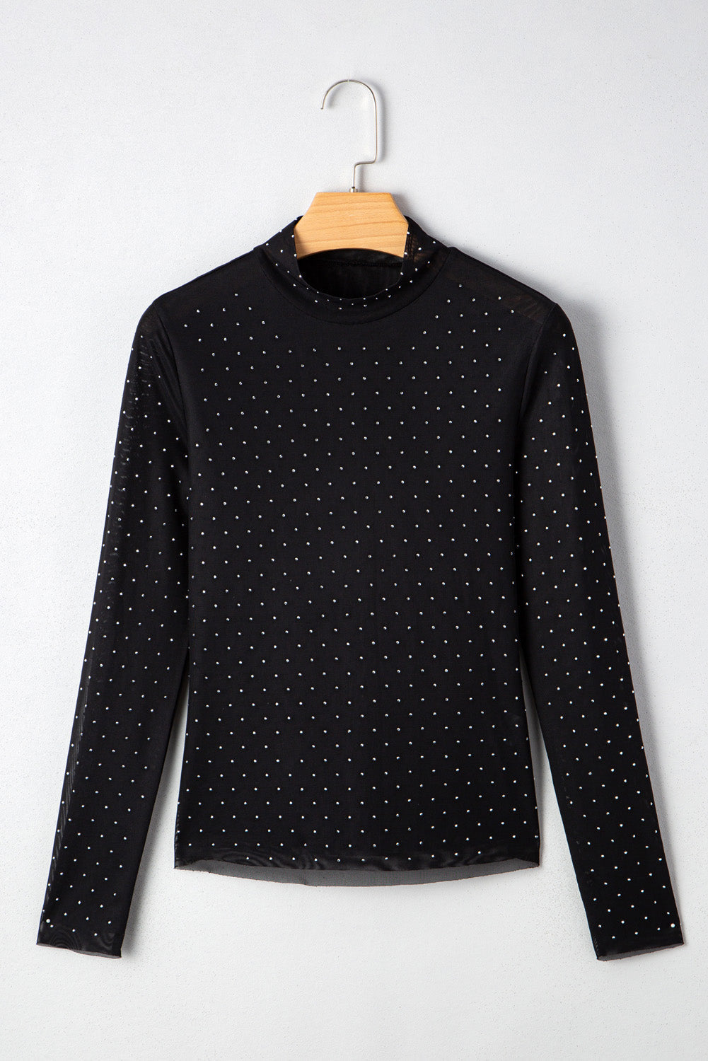 Anastasia Rhinestone Embellished Mesh Long Sleeve Top