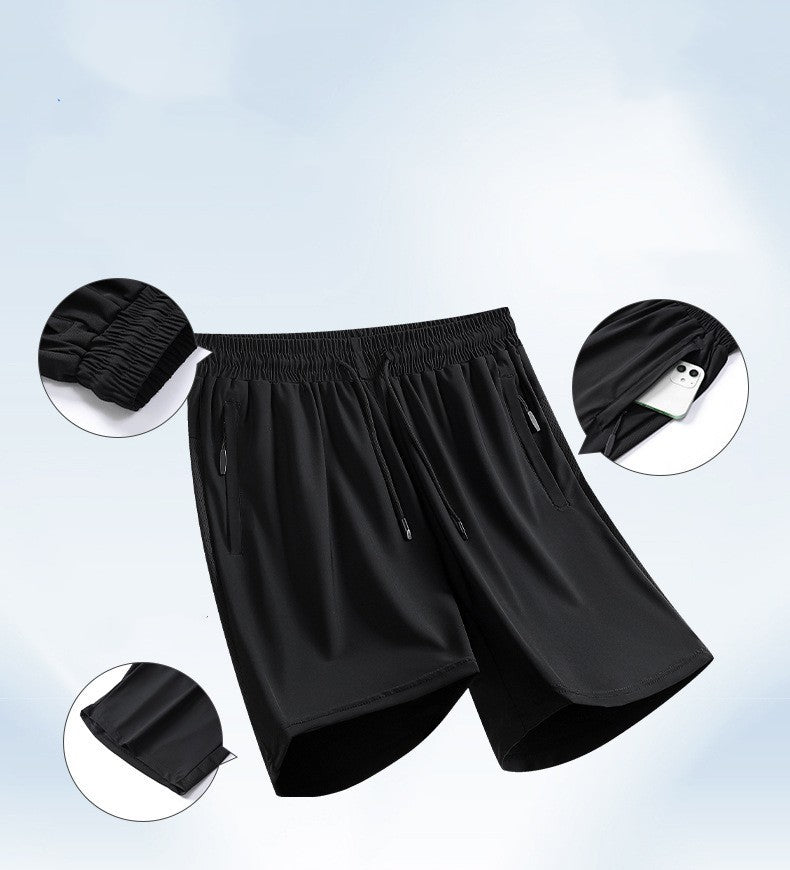 Ice Silk Shorts Men's Thin Loose Oversized Track Pants