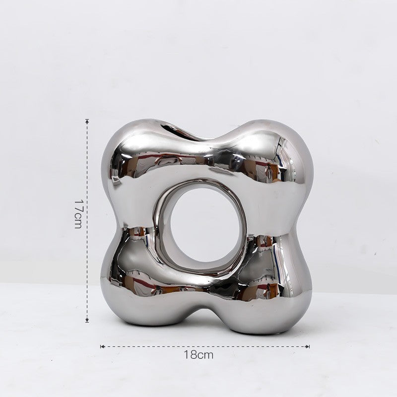 Modern Light Luxury Irregular Silver Plated Ceramic Vase