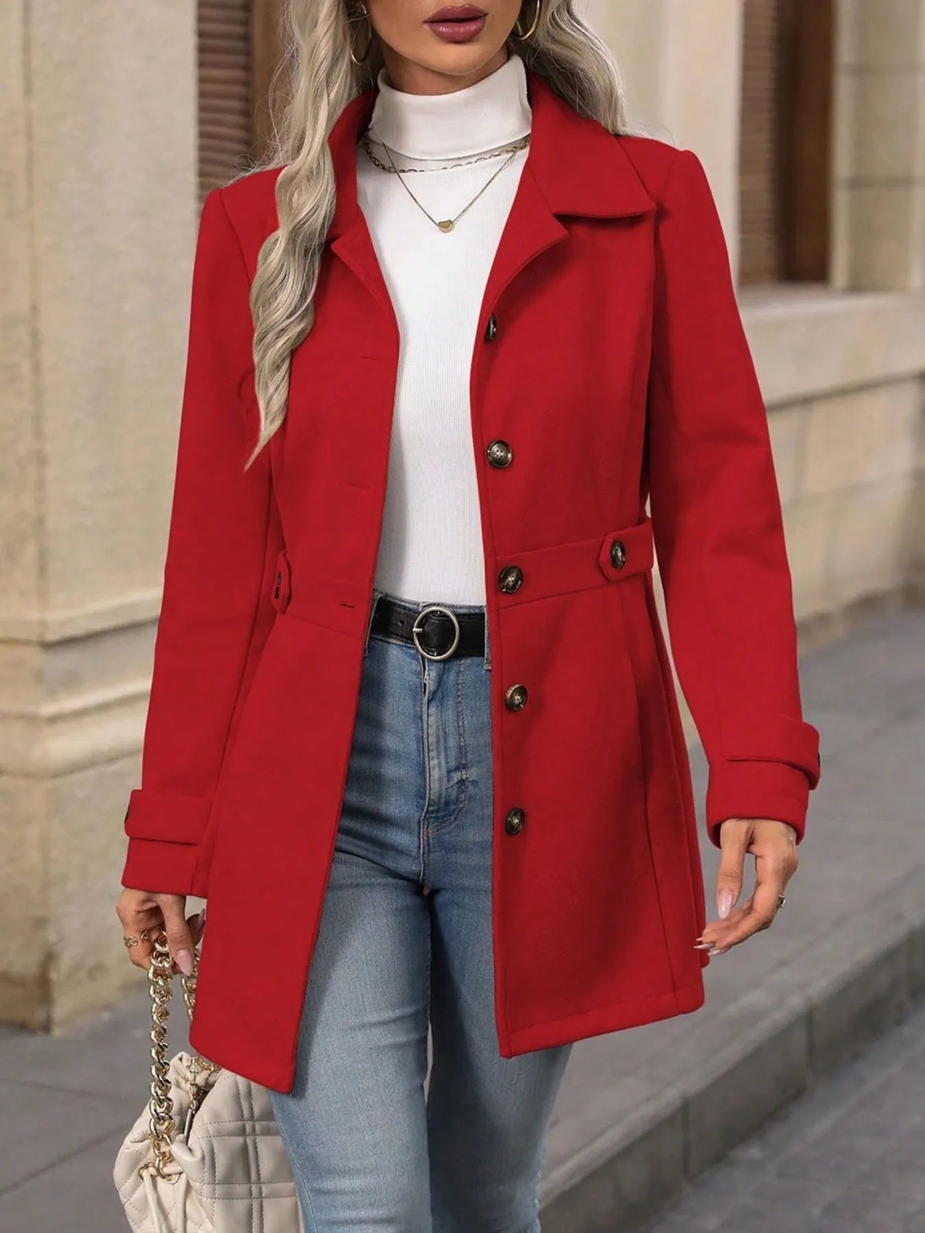 Button Up Long Sleeve Coat