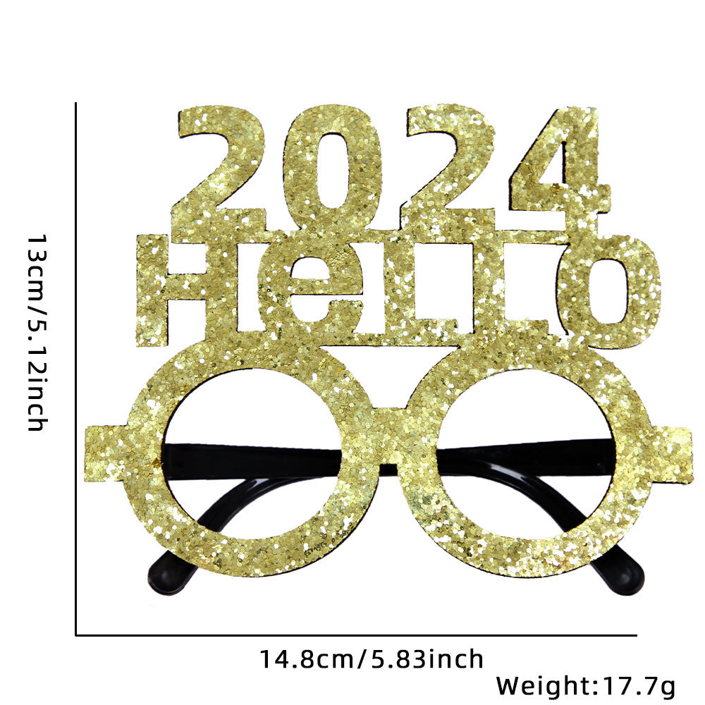 2024 New Year Party Funny Holiday Decorative Glasses Photo Props Glasses Frame
