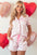 Bow Short Sleeve and Ruffled Shorts Pajama Set