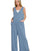 Zenana French Terry Deep V Neck Jumpsuits