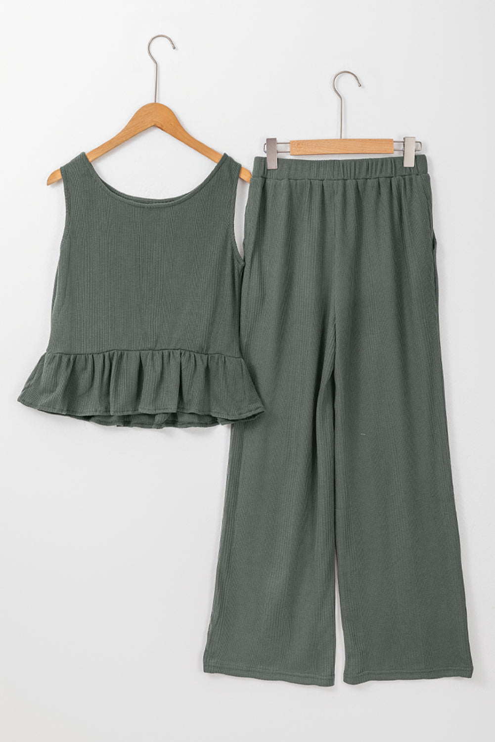 Teresa Ribbed Ruffle Tank Top and Pants Set