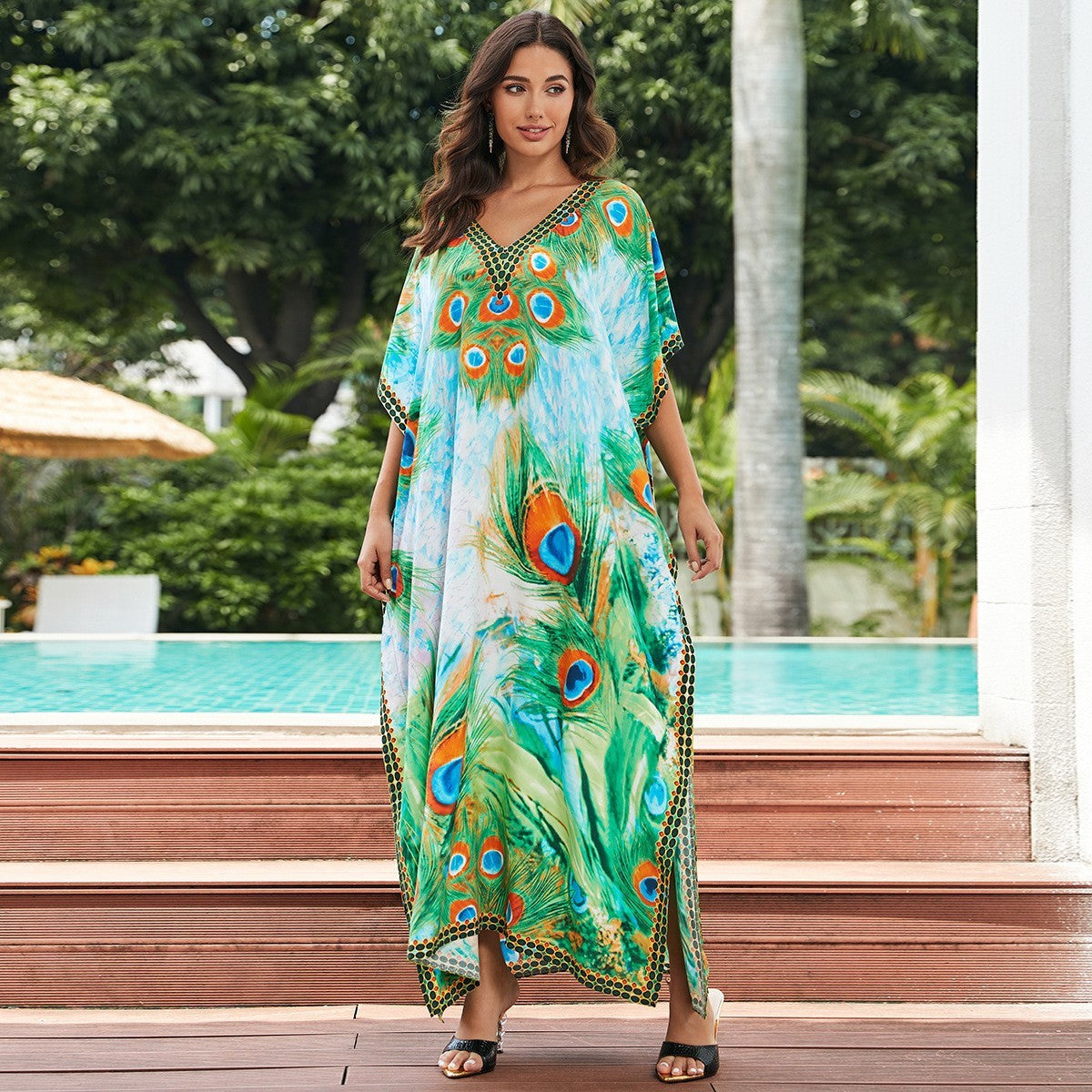 Plus Size Robe Blouse Beach Bikini Vacation Coat Dress Women