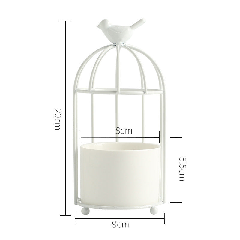 Light Luxury Iron Art Succulent Flower Pot Gilded Bird Cage Iron Frame Vase