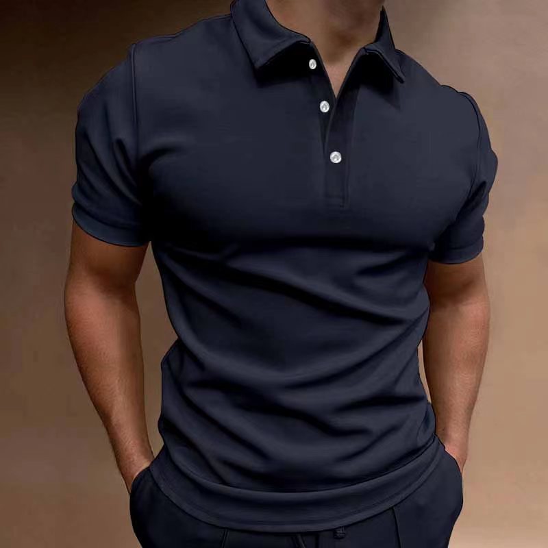 European And American Men's Button T-shirt