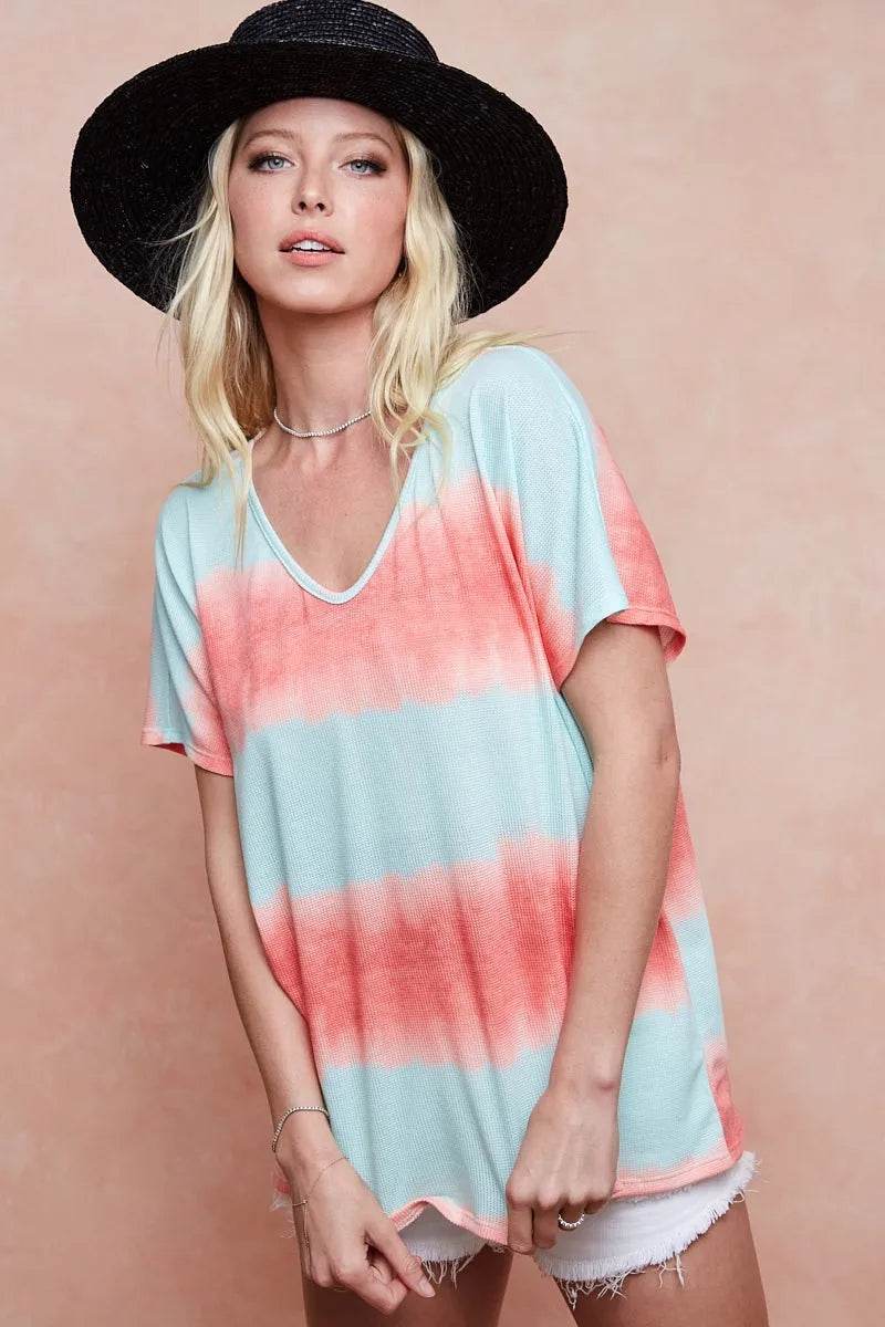 BiBi Tiedye Printed Hacci Knit Top
