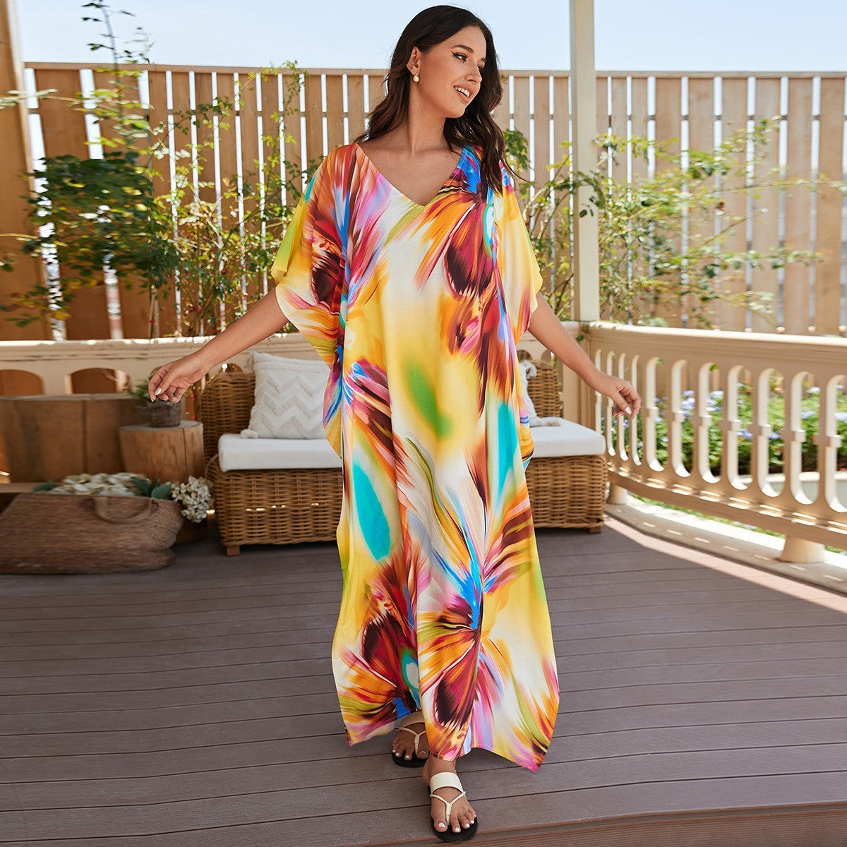 Plus Size Robe Blouse Beach Bikini Vacation Coat Dress Women