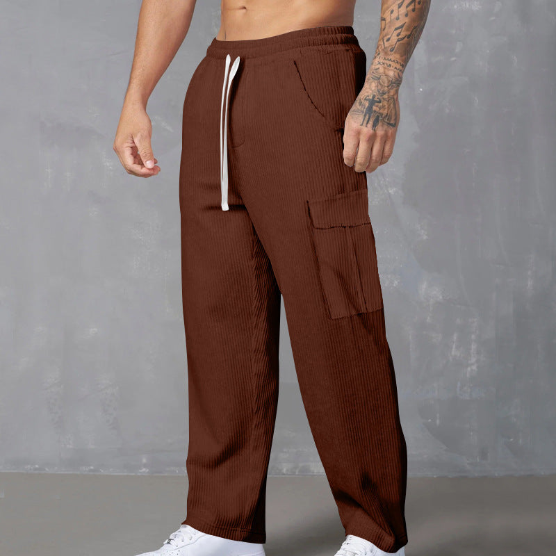 Autumn Retro Leisure Cargo Men's Versatile Loose-fitting Wide-leg Trousers