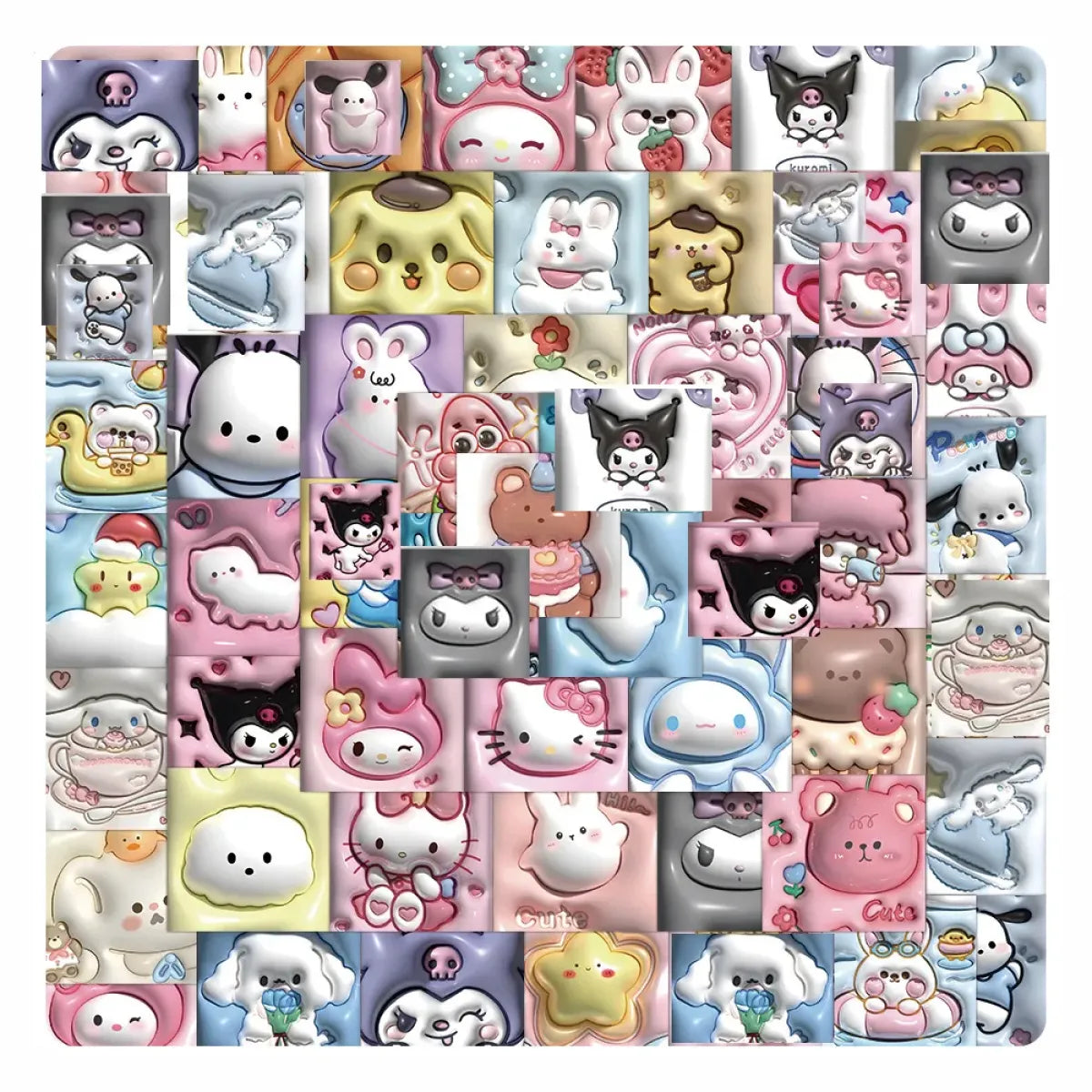 50pcs Sanrio Cartoon Stickers - Hello Kitty, Kuromi, My Melody