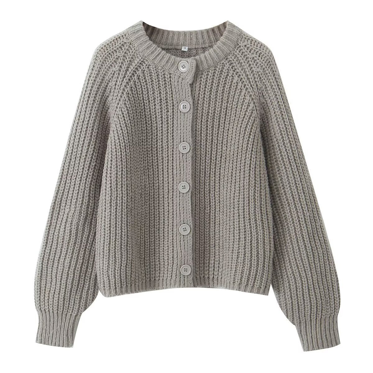 Women's Puff Sleeve Knitted Cardigan Sweater