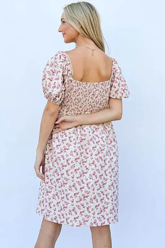 And The Why Lace Up Front Puff Babydoll Dress