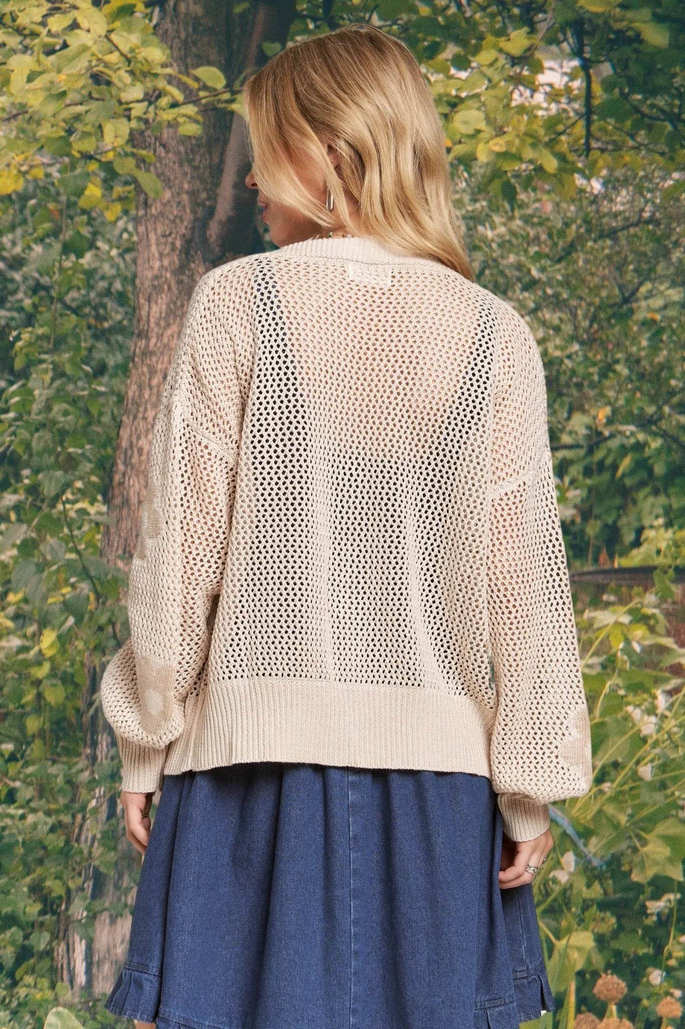 ADORA Full Size Lightweight Floral Sweater Cardigan Plus Size