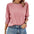 Womens Loose Fit Round Neck Smocked Cuffs Shirts Casual Solid Color Blouses