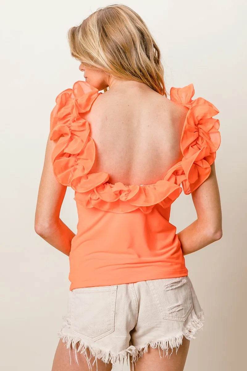 BiBi Merrow Frilled Strap With Neckline Tank Top