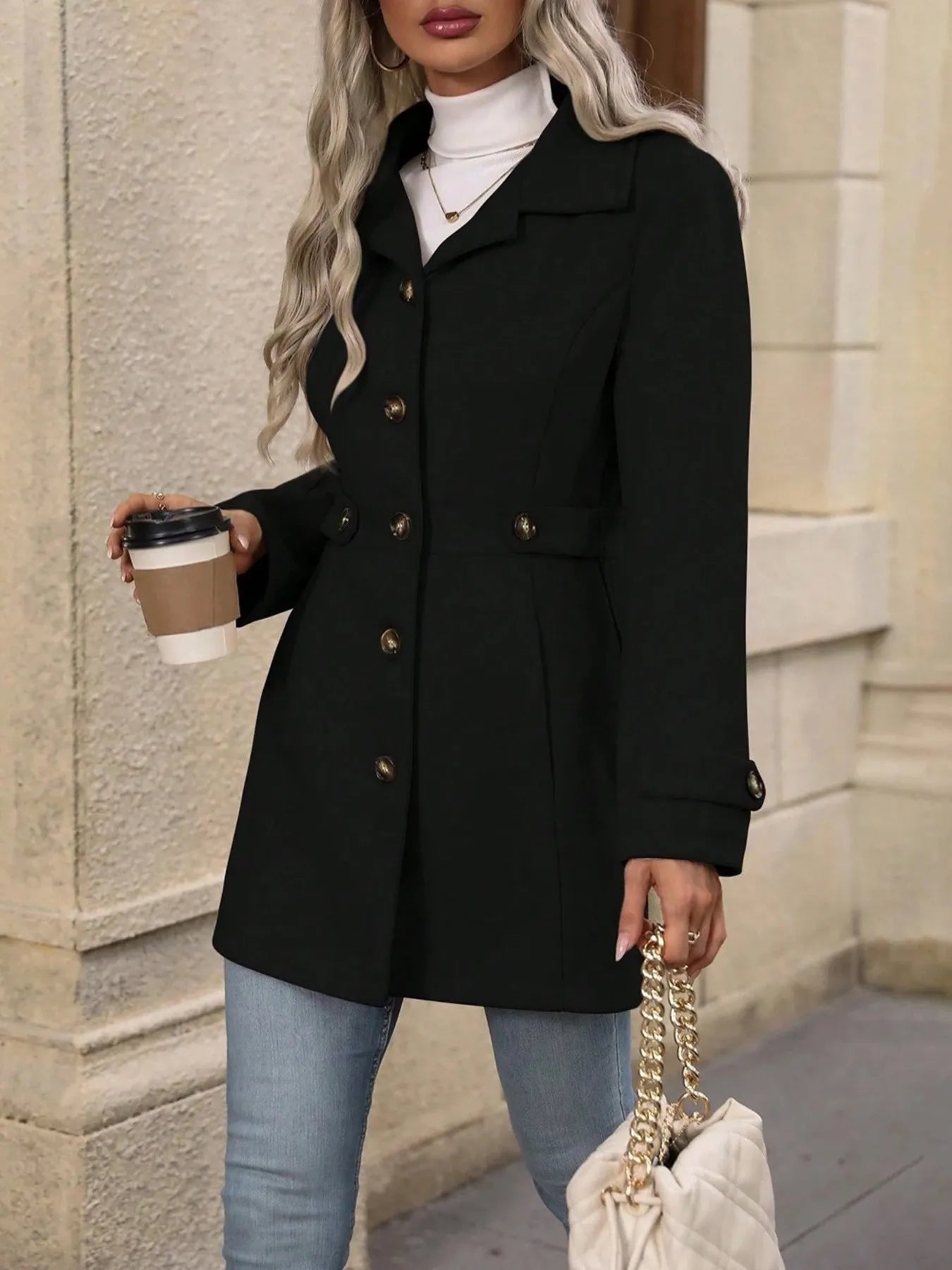 Button Up Long Sleeve Coat