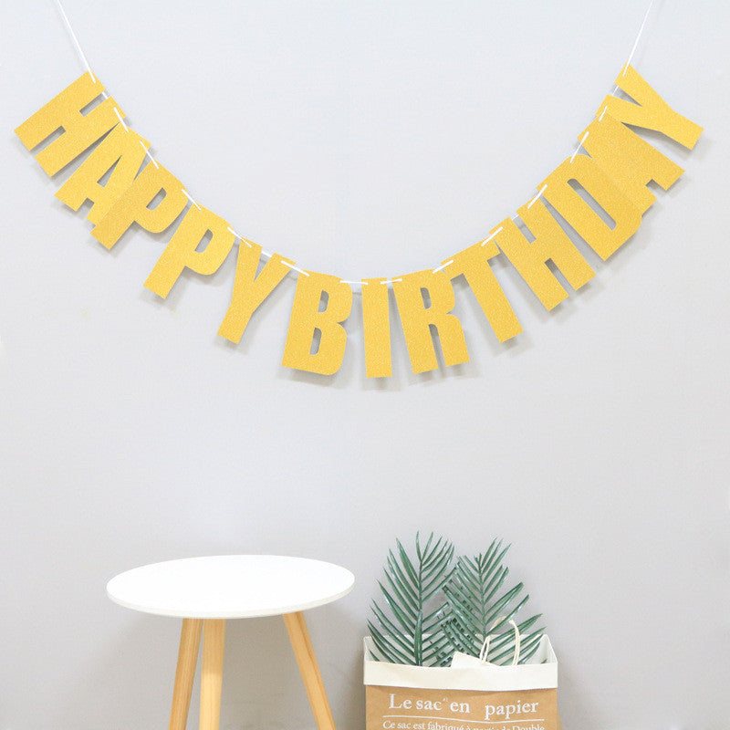 Laser Letters Birthday Pull Flag Decoration Party Supplies