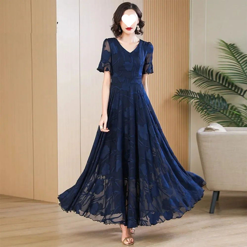Women's Fashion Elegant V-neck Swing Dress