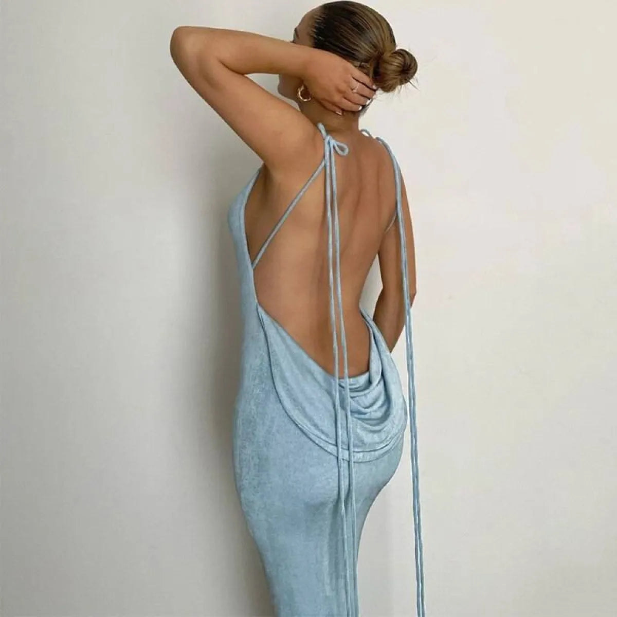 Lace Up Backless Dress