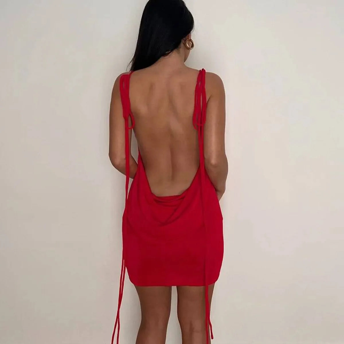 Lace Up Backless Dress