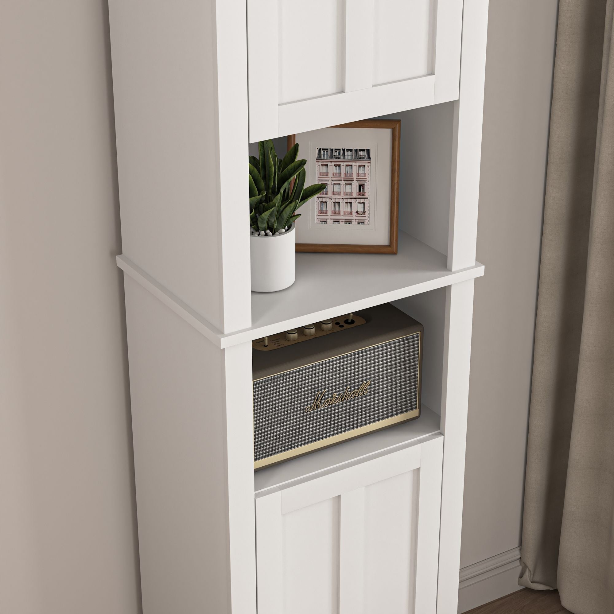 Bathroom Floor Storage Cabinet with 2 Doors Living Room Wooden Cabinet with 6 Shelves 15.75 x 11.81 x 66.93 inch