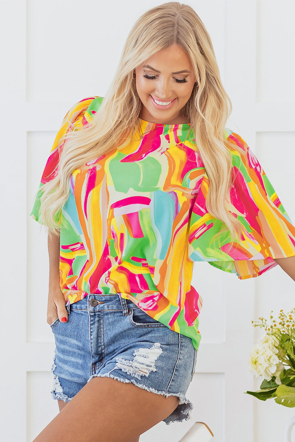 Angel Abstract Half Sleeve Blouse