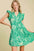 Umgee Full Size Printed Ruffle Cap Sleeve Babydoll Dress Plus Size