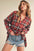 Aemi + Co Side Slit High-Low Plaid Long Sleeve Polo Shirt