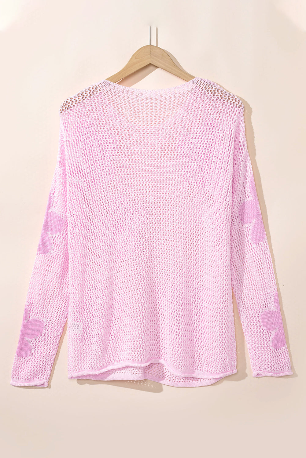 Dulce Big Flower Hollowed Knit Drop Shoulder Sweater