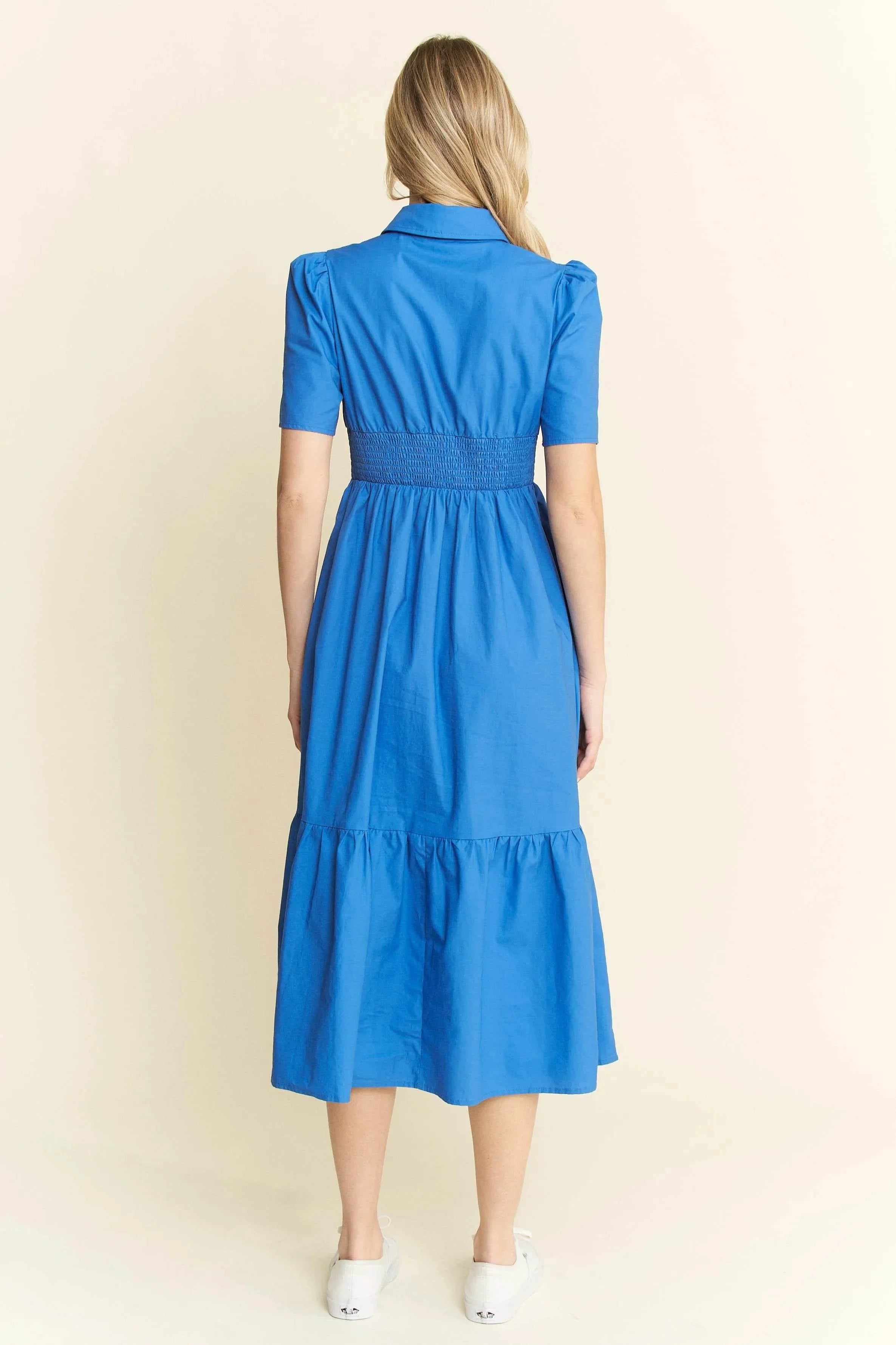 Jade By Jane Short Sleeve Button Down Midi Dress