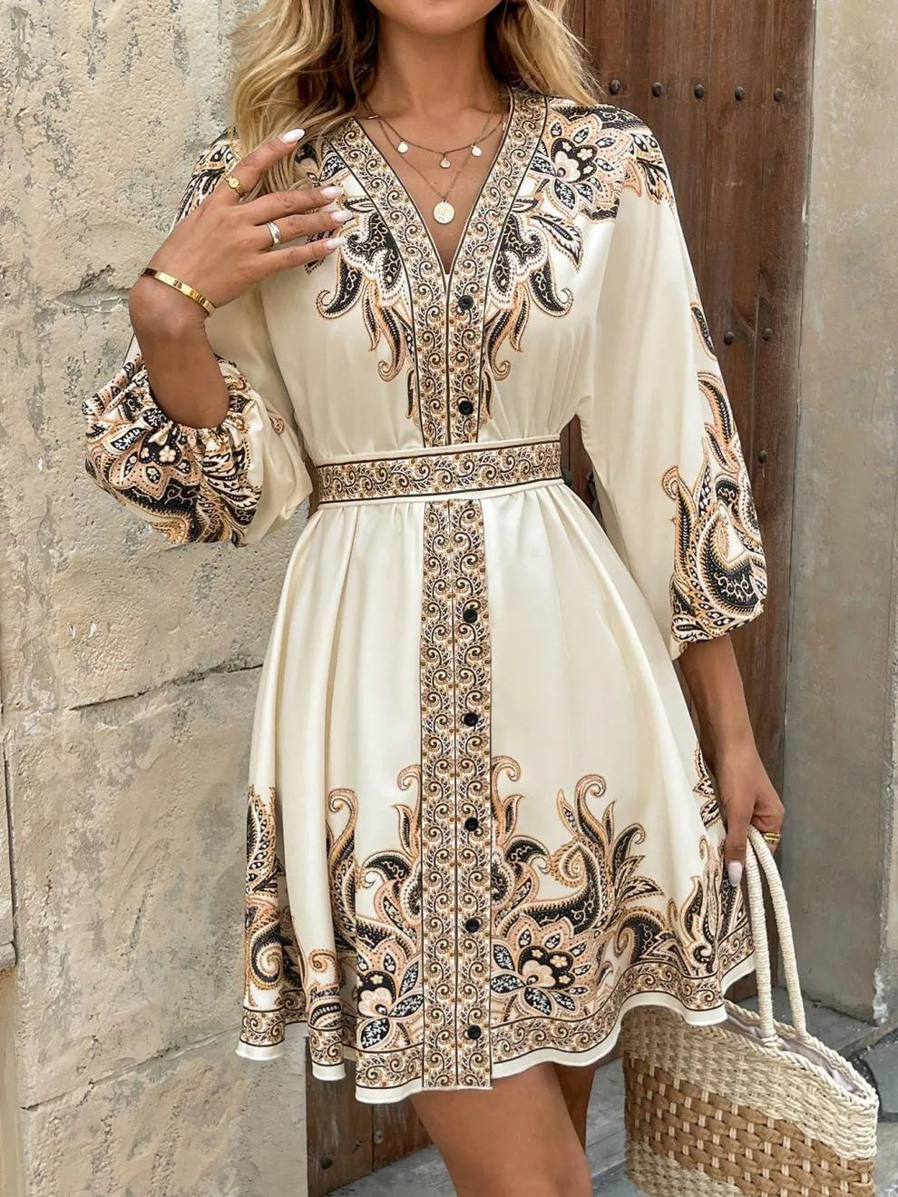 Boho Luxe Paisley Belted Mini Dress