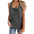 Solid Color Button Sleeveless Tank Top T Shirt Women