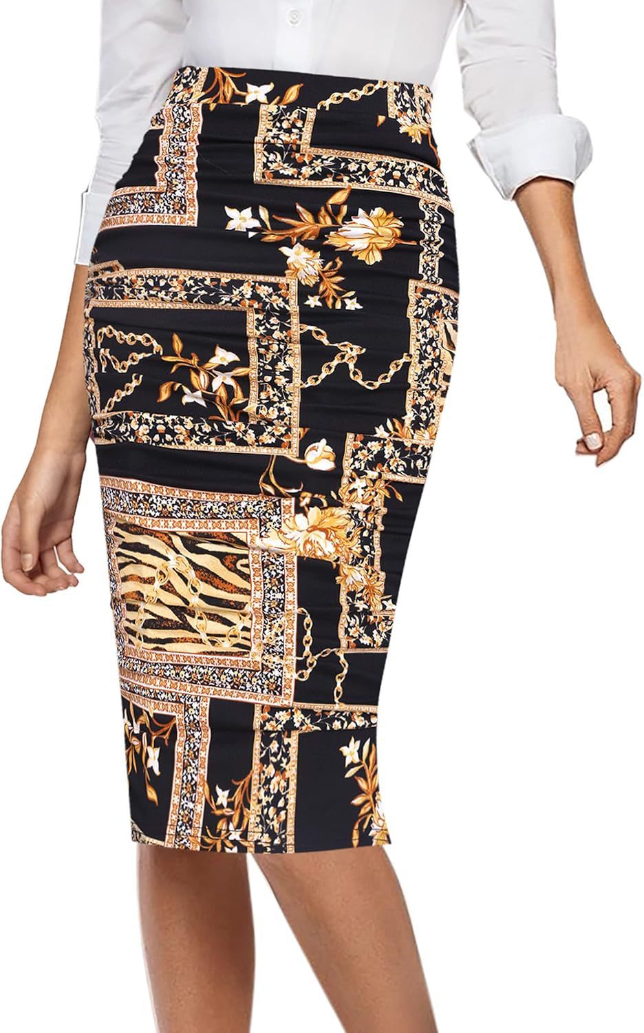 Leopard Print High Waist Skirt - Sheath Pencil Skirt
